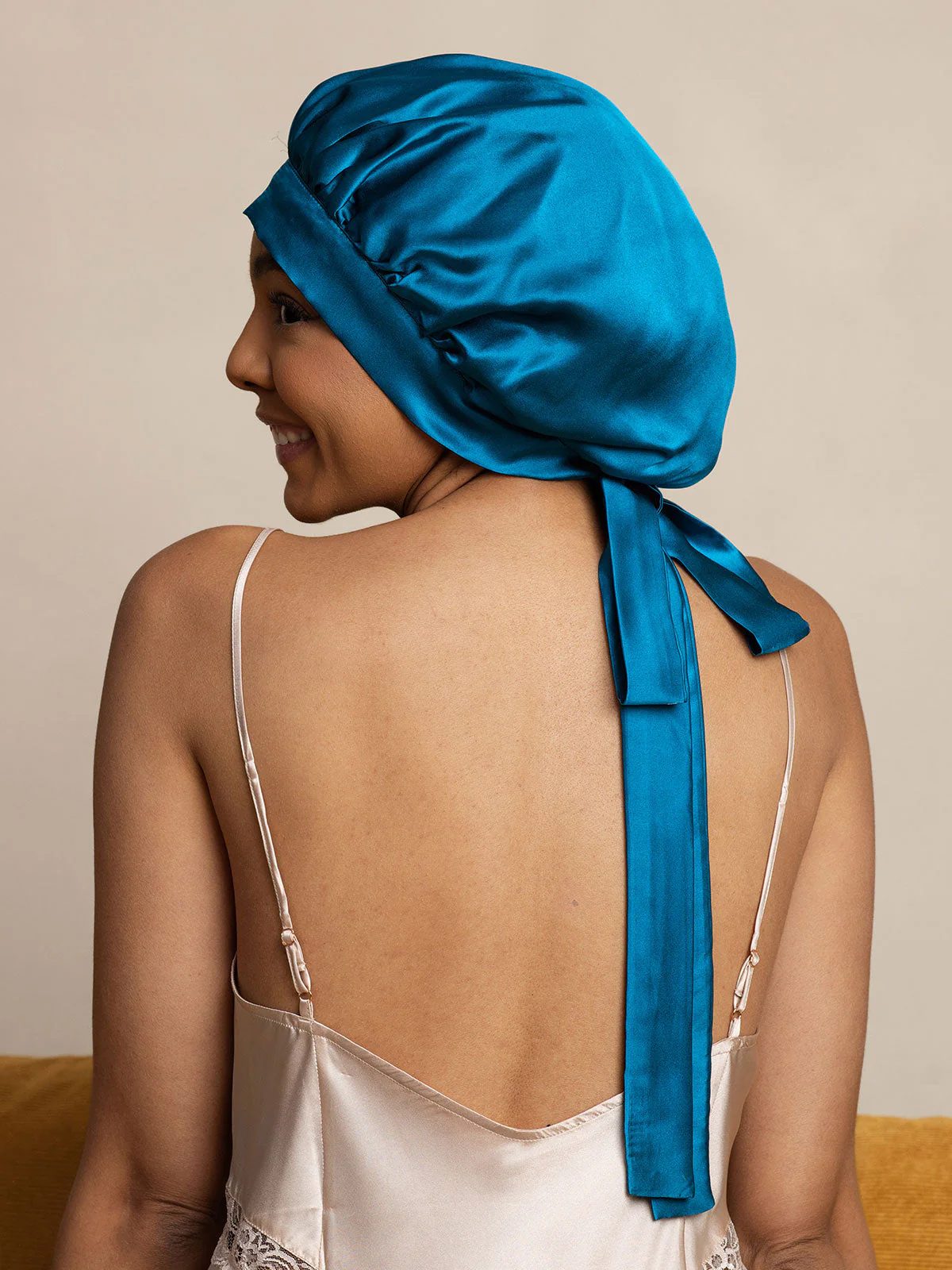 Women's 100% Mulberry Silk Bonnet with Long Ribbons - Image 38