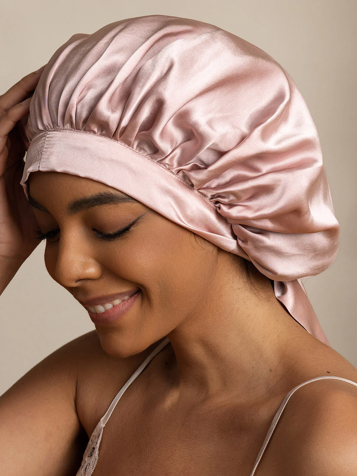 Women's 100% Mulberry Silk Bonnet with Long Ribbons - Image 4