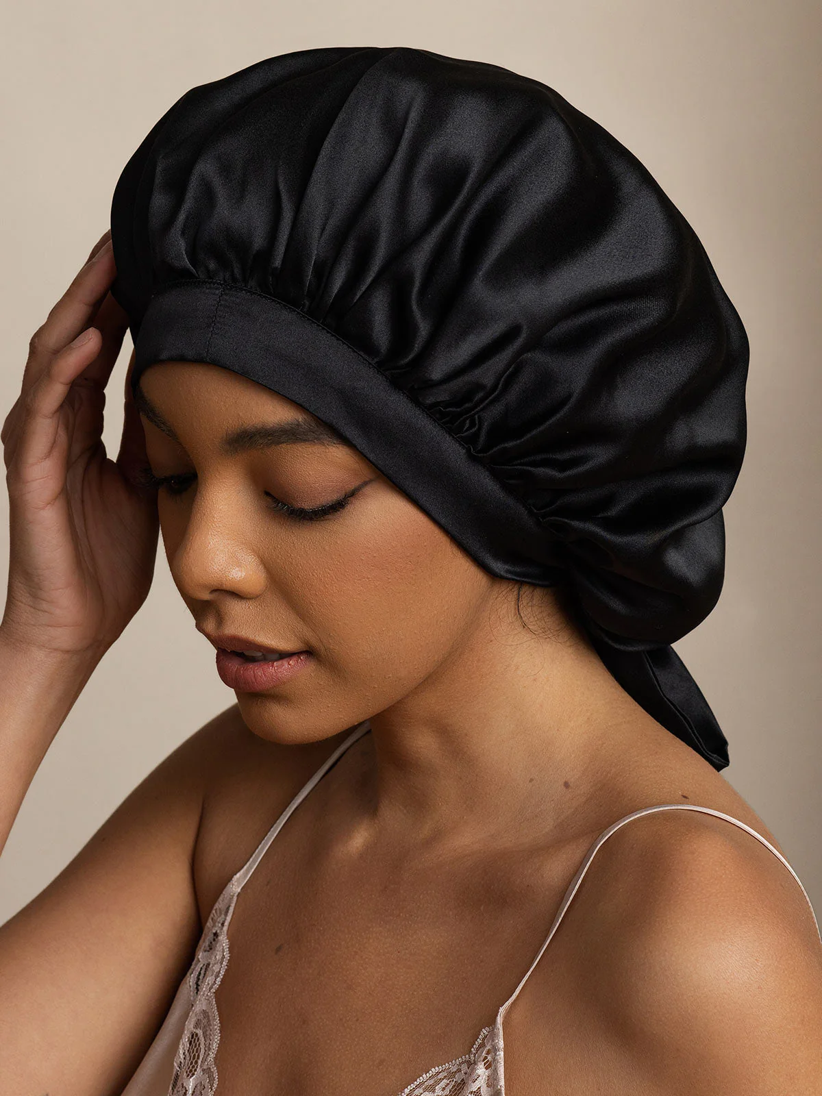 Women's 100% Mulberry Silk Bonnet with Long Ribbons - Image 9