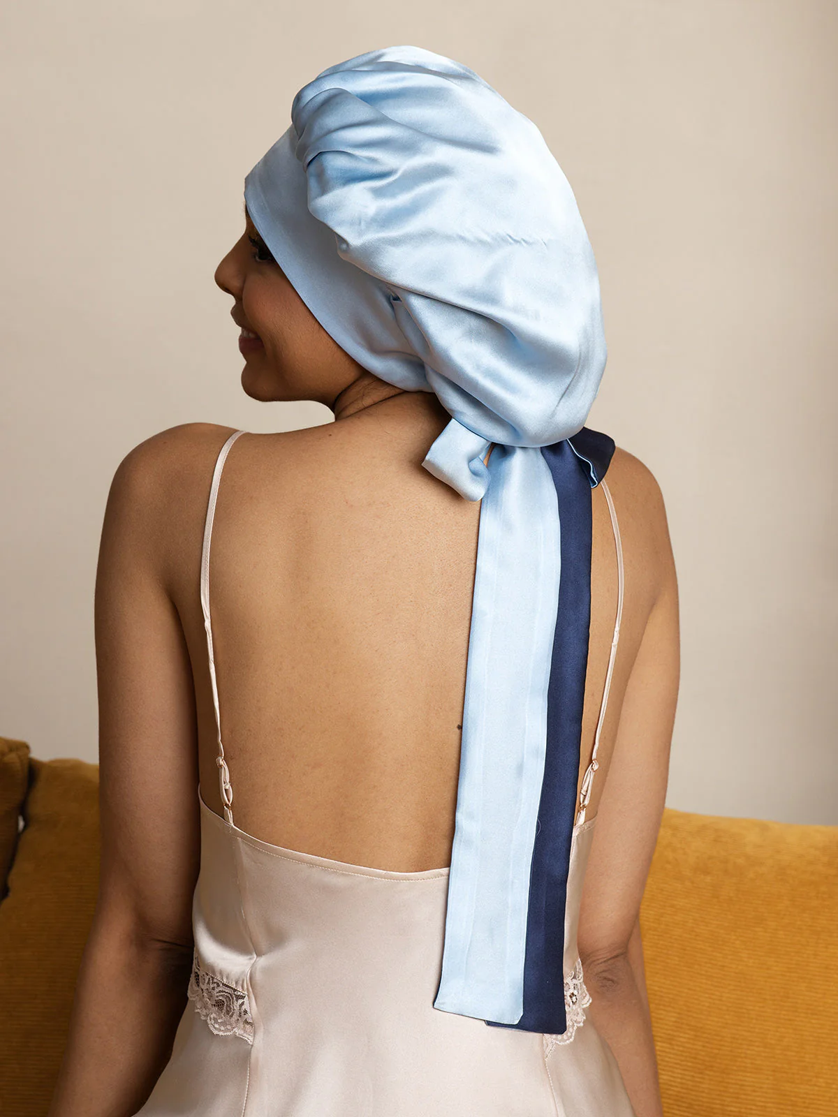 Women's Silk Casual Bonnet with Long Ribbons (Two-tone and Double-sided) - Image 2